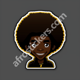 happy good looking mahogany skin black man with a big afro, pleasant smile, and glowing outline
