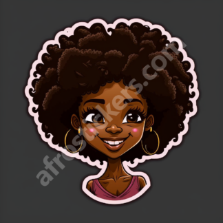 happy rosy cheeked girl with textured round afro