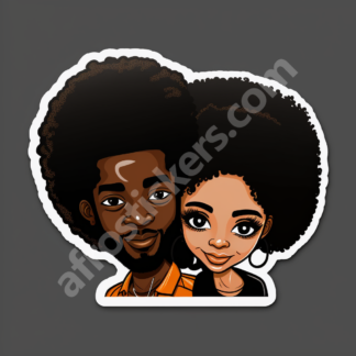 close couple with contrasting complexions and matching afros