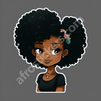 girl with parted fro and flowers