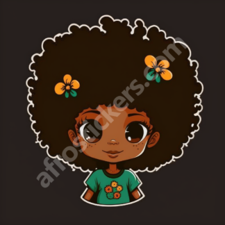 little girl with yellow flowers in textured fro