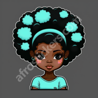 pretty girl with blue flowers in a round fro